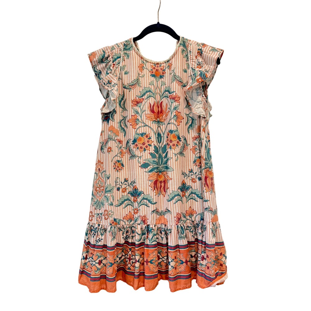 Anthropologie Especia Floral Ruffle Mini Dress Womens XS Cotton Boho Flutter